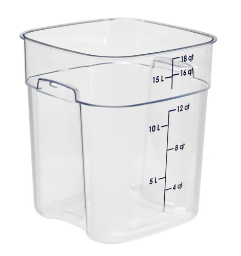 Cambro 18SFSPROCW135 CamSquare FreshPro Food Container, 18 Quart, Clear with Blue Graduation