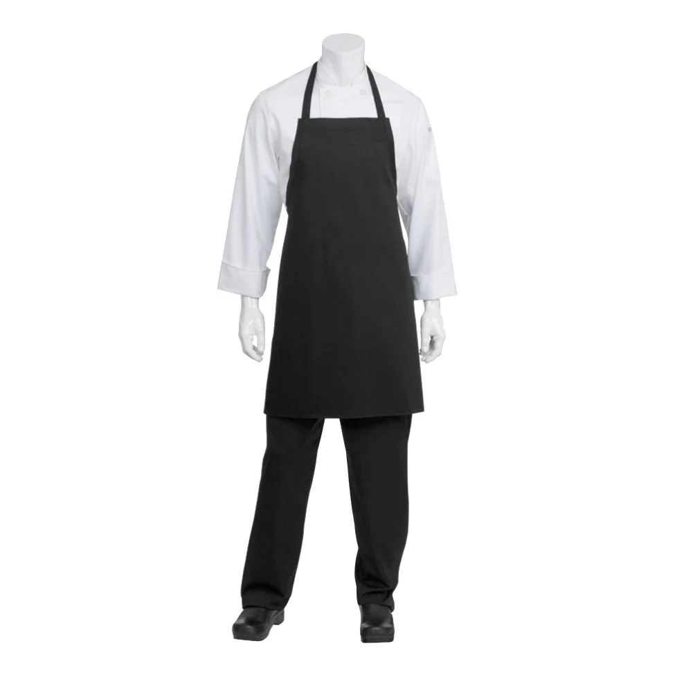 Chef Works APKBL No-Pockets Bib Apron, Black