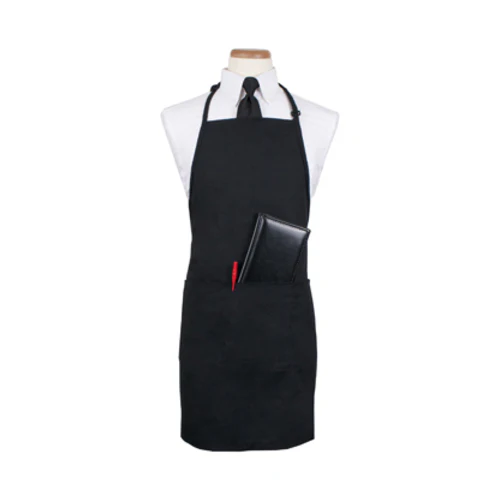 Culinary Essentials 859393 4-Pocket Extra-Long Bib Apron, Black