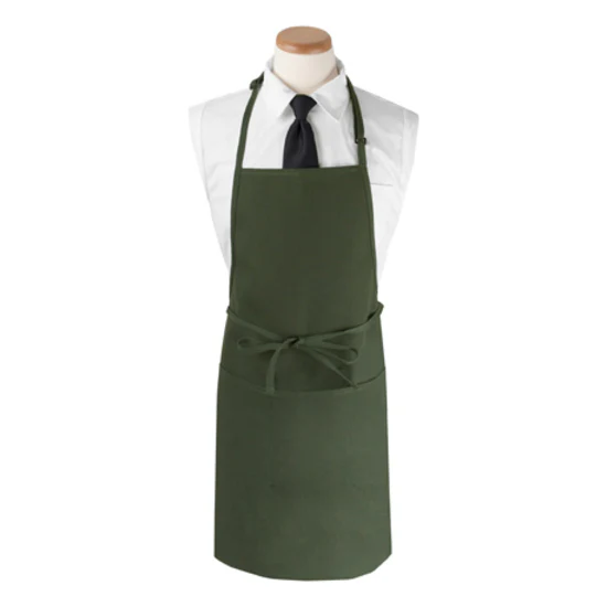 Culinary Essentials 859394 4-Pocket Extra-Long Bib Apron, Hunter Green