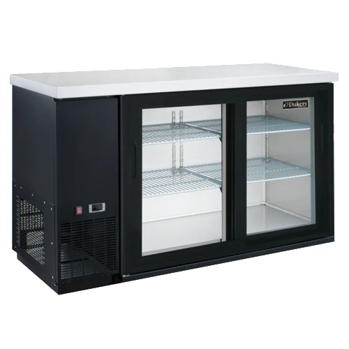 Dukers DBB48-H2 Back Bar Cooler, 2 Glass Doors, Black, 49-7/8"