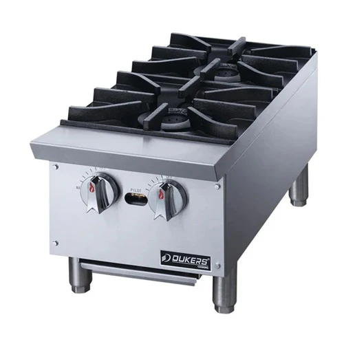 Dukers DCHPB12 Countertop Hotplate w/ Two Burners, Natural Gas, 12"