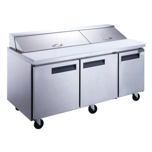 Dukers DSP72-18-S3 Solid Three Door Sandwich / Salad Prep Table, Stainless Steel, 72"