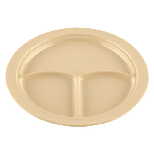 GET CP-531-T Supermel Plate, 3 Compartment, Tan Melamine, 10"