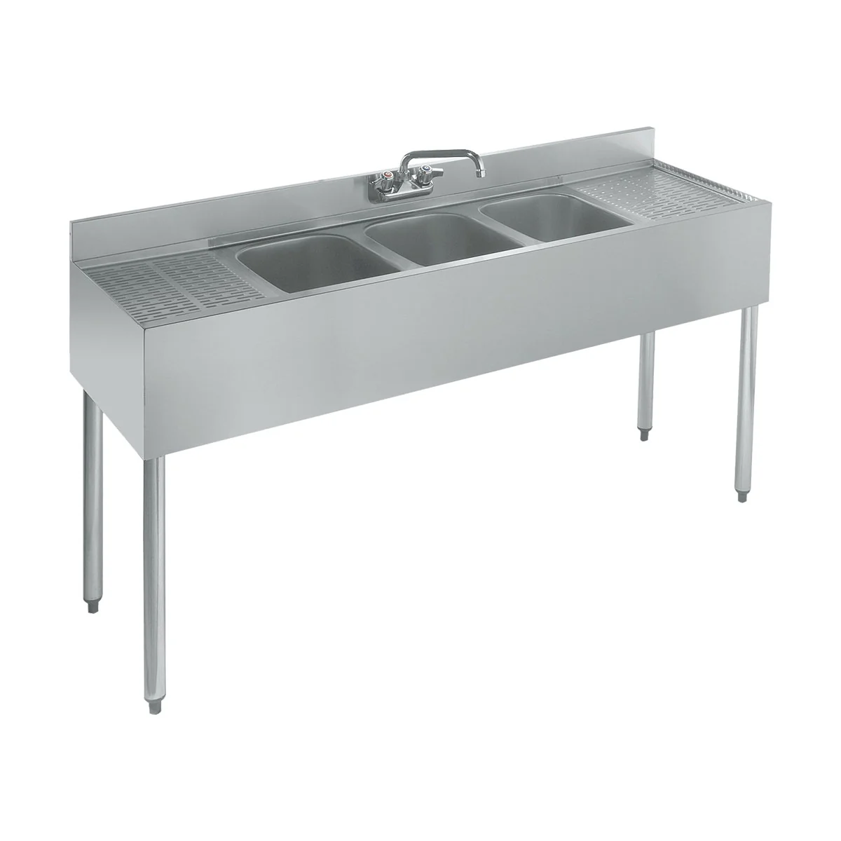 Krowne 18-53C 60" 3-Compartment Metal / Underbar Sink