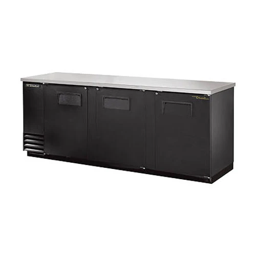 True TBB-4-HC Back Bar Cooler, 3 Door, Black, 90-3/8"