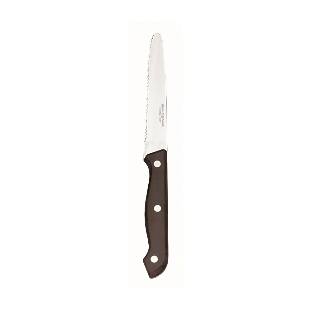 WTI 201-2642 Rounded Tip Steak Knife w/ Black Knife, Pack of 12
